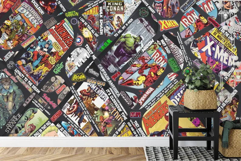 Superheros Comic Book Wallpaper Mural Crossover