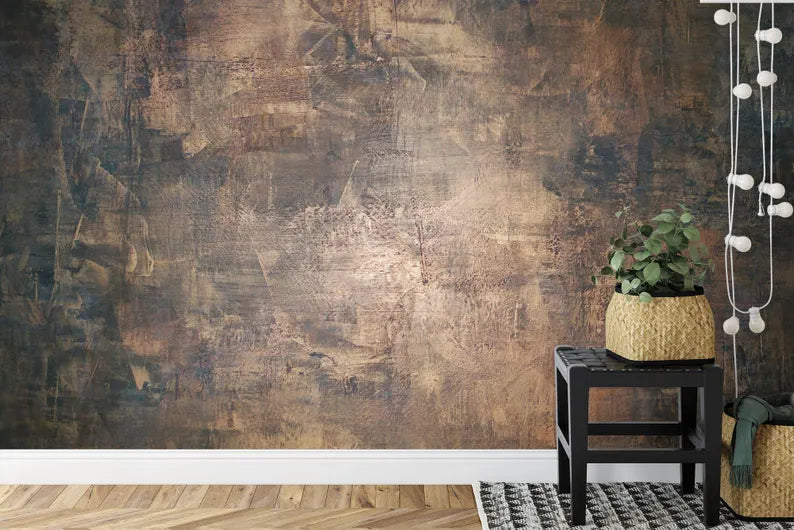 Concrete Texture Wallpaper Mural, Elegant Brown Flat Finish