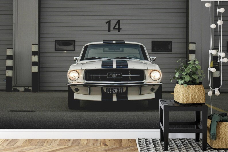 Classic Car Photography Mural, Garage Decor