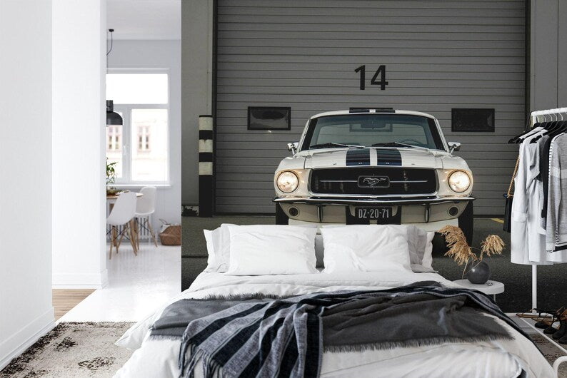 Classic Car Photography Mural, Garage Decor