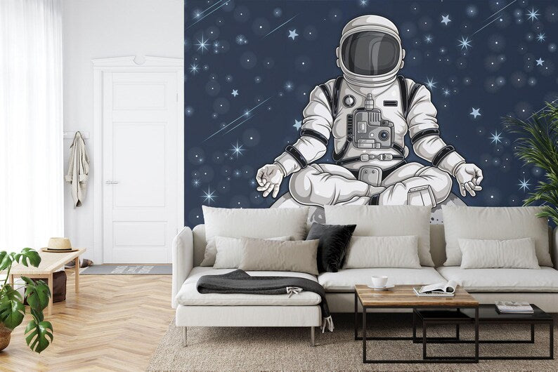 Spaceman Graffiti Mural, Kids Room Decor Art Print