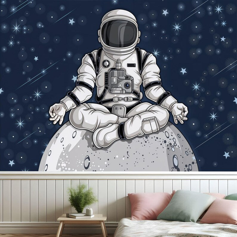 Spaceman Graffiti Mural, Kids Room Decor Art Print