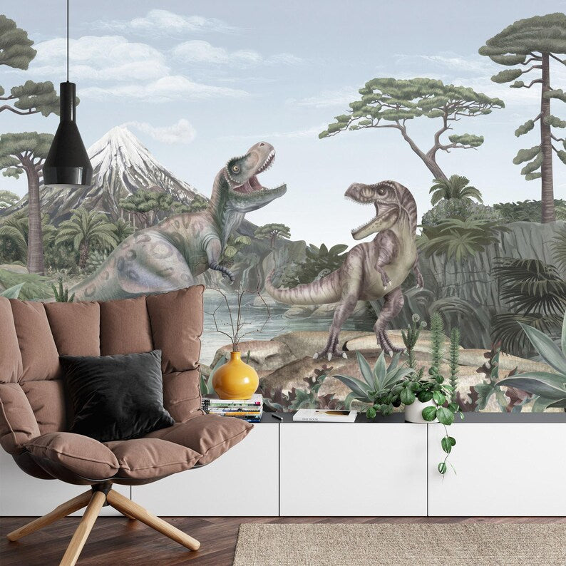 Dinosaur Jungle Mural | Kids Nursery Decort Art Print