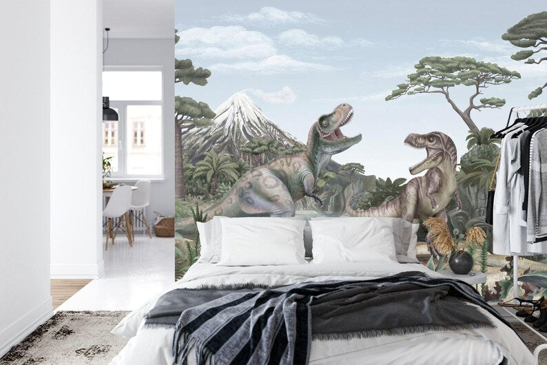 Dinosaur Jungle Mural | Kids Nursery Decort Art Print