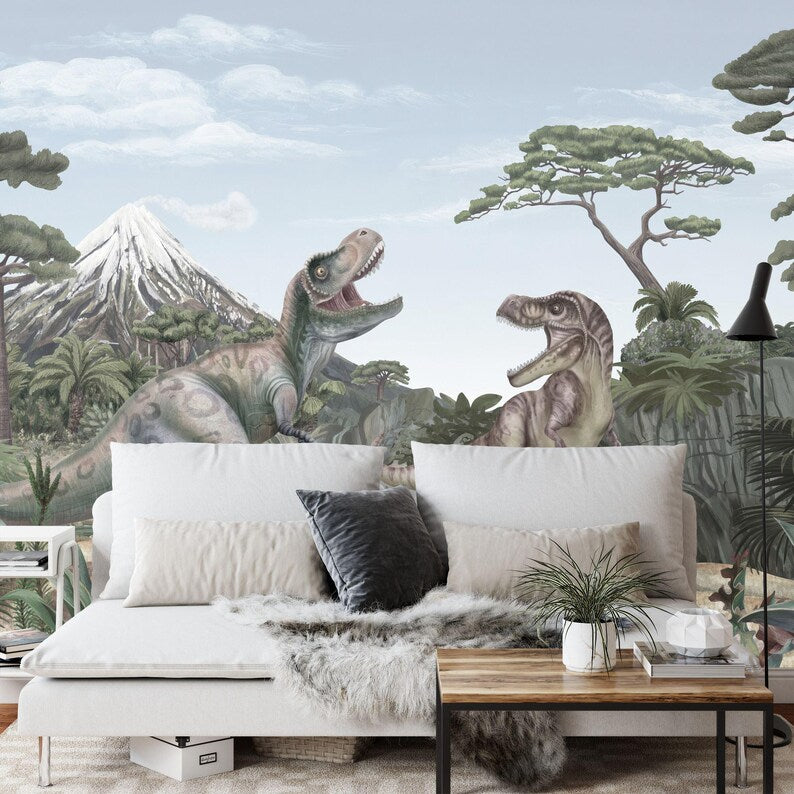 Dinosaur Jungle Mural | Kids Nursery Decort Art Print