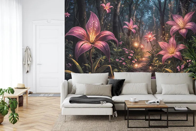 Enchanted Forest Flower Wall Mural Art Print