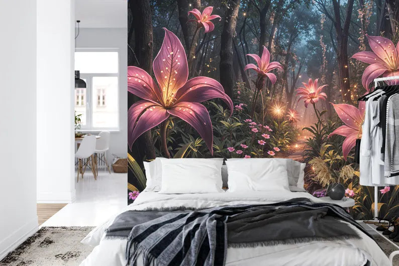 Enchanted Forest Flower Wall Mural Art Print