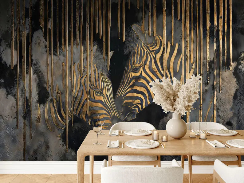 Abstract Zebra Wallpaper Mural, Modern Home Decor