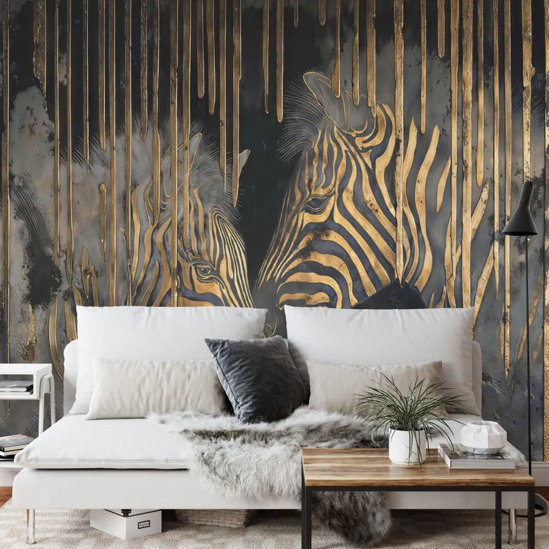 Abstract Zebra Wallpaper Mural, Modern Home Decor