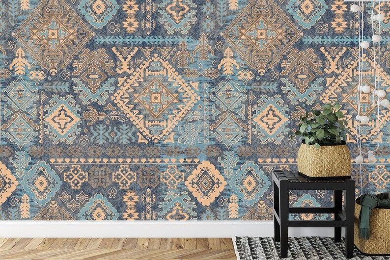 Moroccan Peel and Stick Wallpaper Mural, Ethnic Art Print