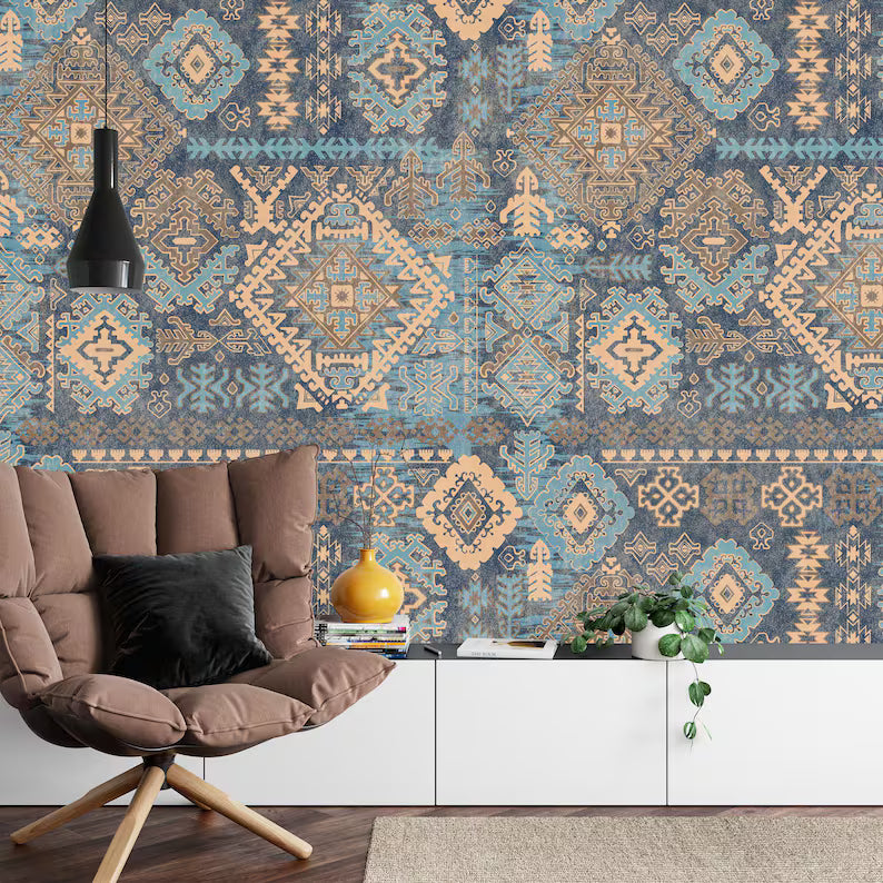 Moroccan Peel and Stick Wallpaper Mural, Ethnic Art Print