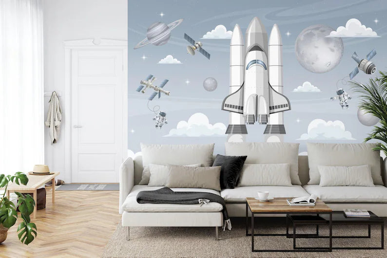 Watercolor Astronaut Space Wallpaper Mural