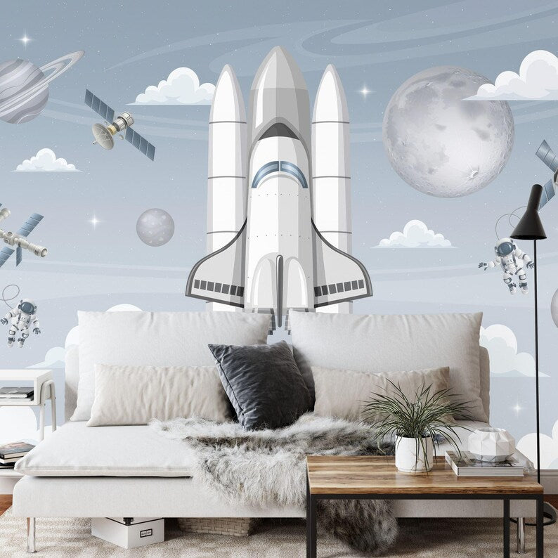 Watercolor Astronaut Space Wallpaper Mural