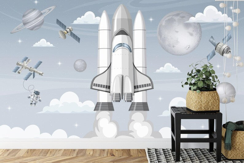 Watercolor Astronaut Space Wallpaper Mural