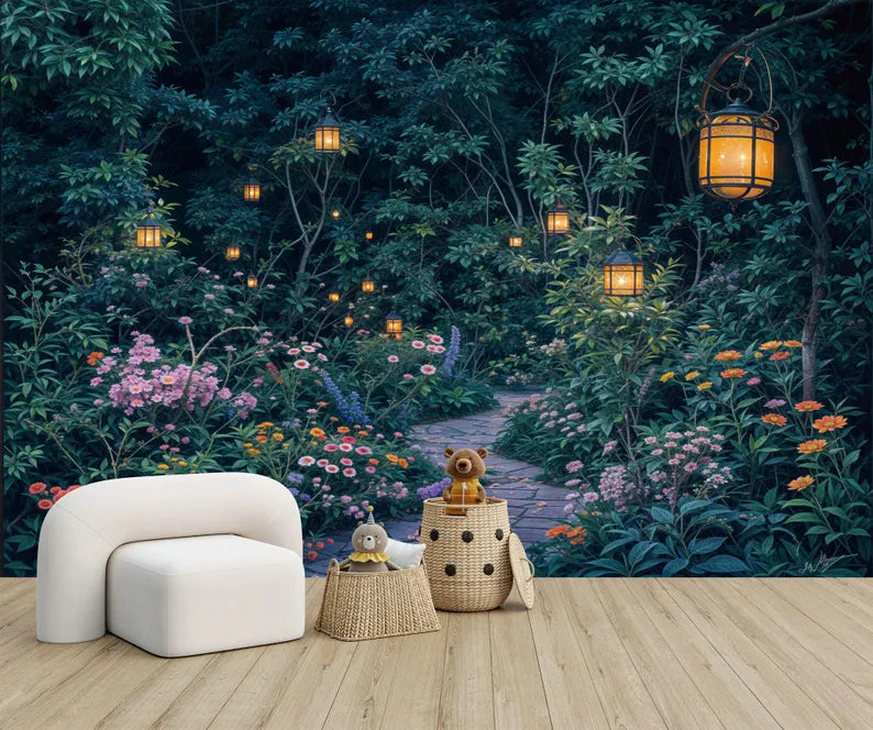 Enchanted Forest Wallpaper Mural, Girls Room Decor