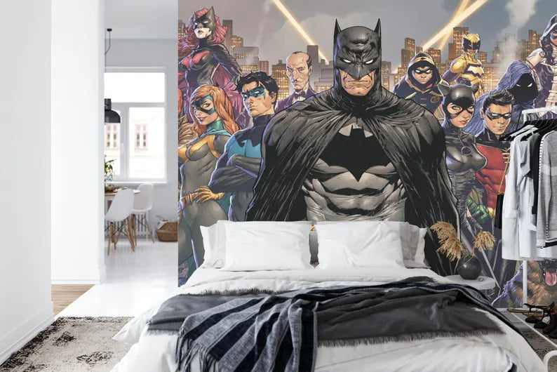 Superhero Wallpaper Mural, Kids Room Decor Gift