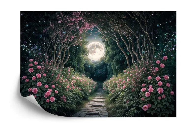Magical Forest Wallpaper Mural, Purple Cyan Fairytale Gift