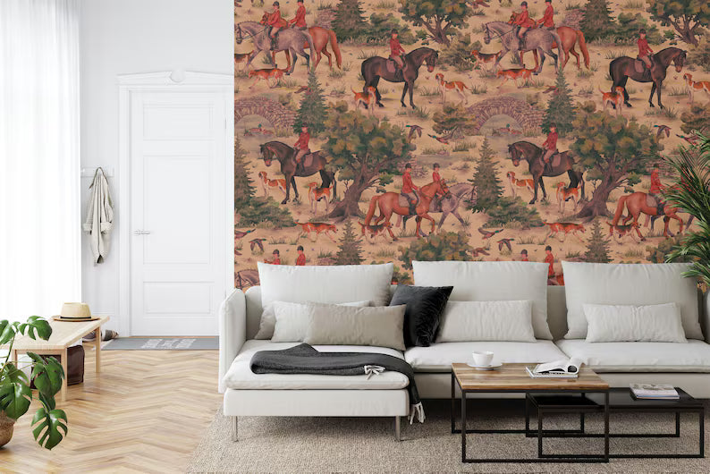 British Countryside Hunting Scene Wallpaper Mural