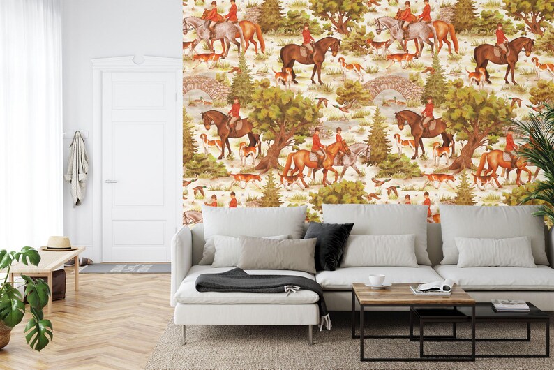 British Countryside Hunting Scene Wallpaper Mural
