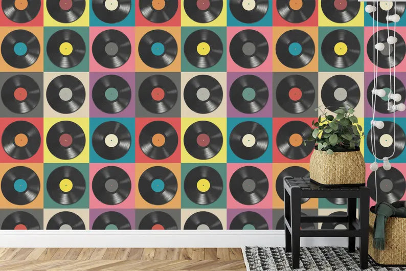 Colorful Vinyl Record Wallpaper Art Print