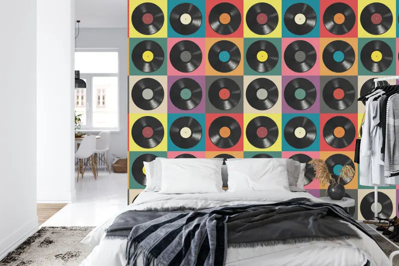 Colorful Vinyl Record Wallpaper Art Print