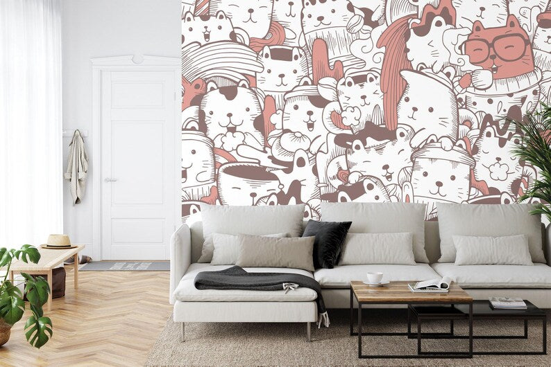 Soft Nursery Wallpaper Mural, Colorful Girl's Room Decor