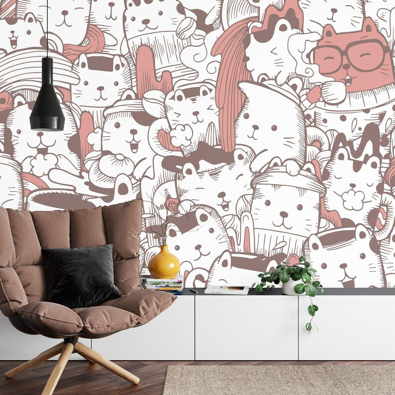 Soft Nursery Wallpaper Mural, Colorful Girl's Room Decor