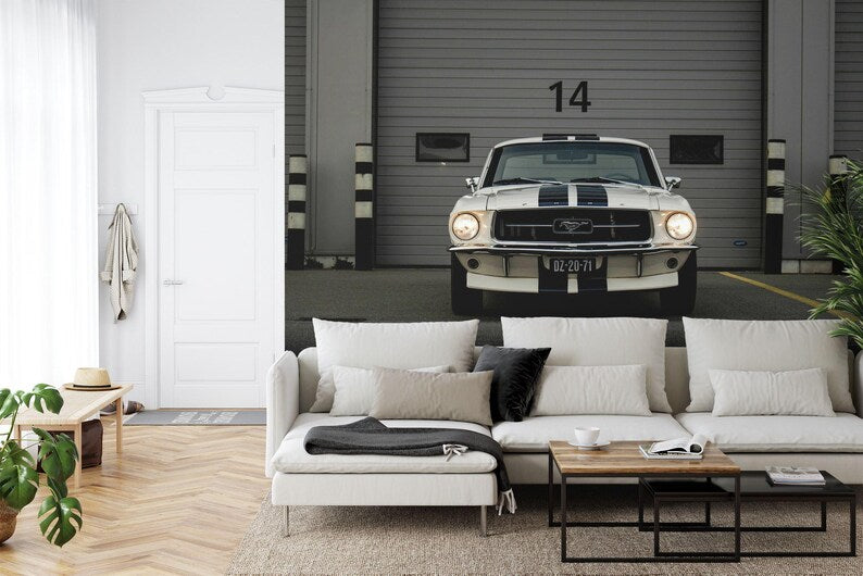 Classic Car Photography Mural, Garage Decor