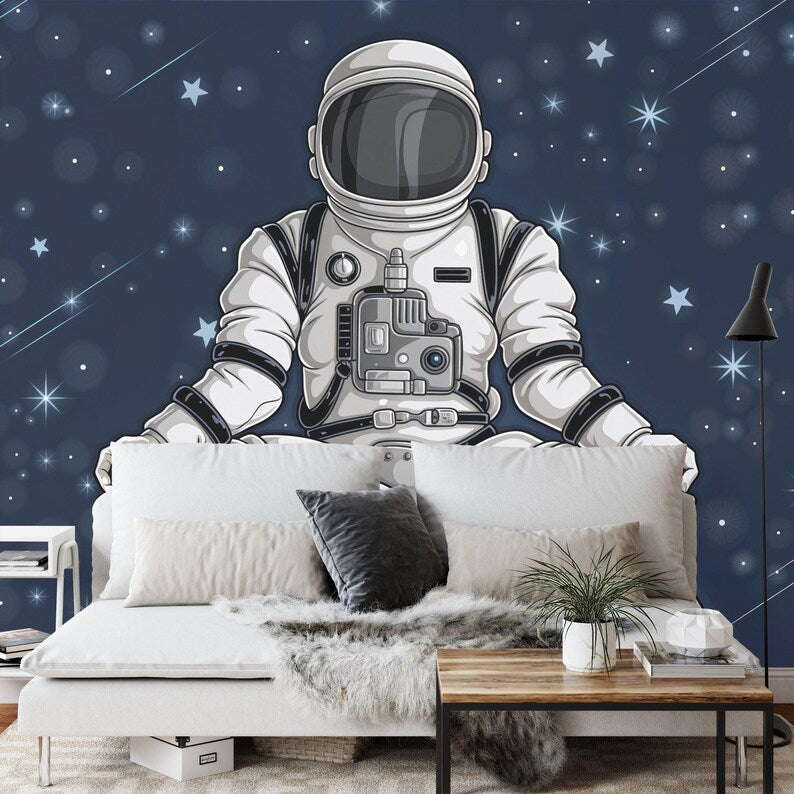 Spaceman Graffiti Mural, Kids Room Decor Art Print