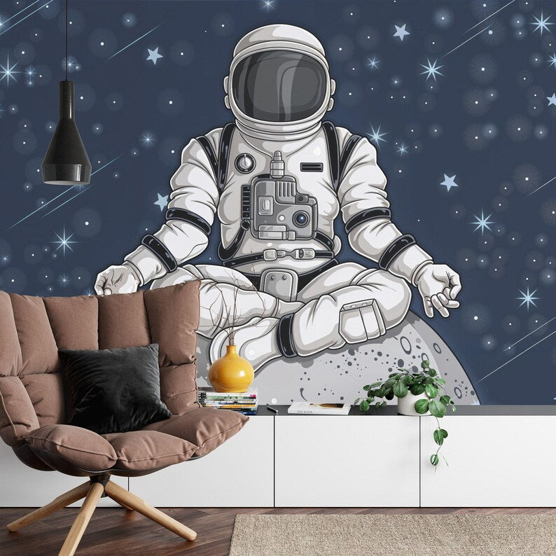 Spaceman Graffiti Mural, Kids Room Decor Art Print