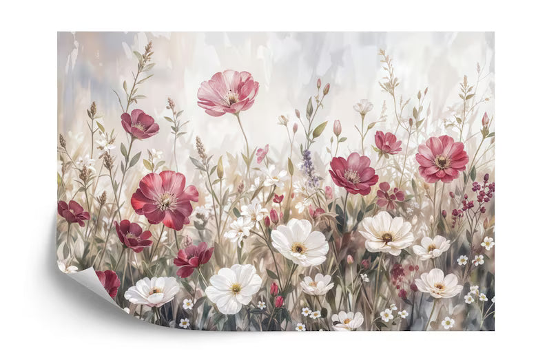 Peony Flower Wall Mural, Rich Deep Colors, Easy-Install