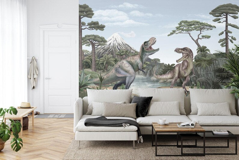 Dinosaur Jungle Mural | Kids Nursery Decort Art Print