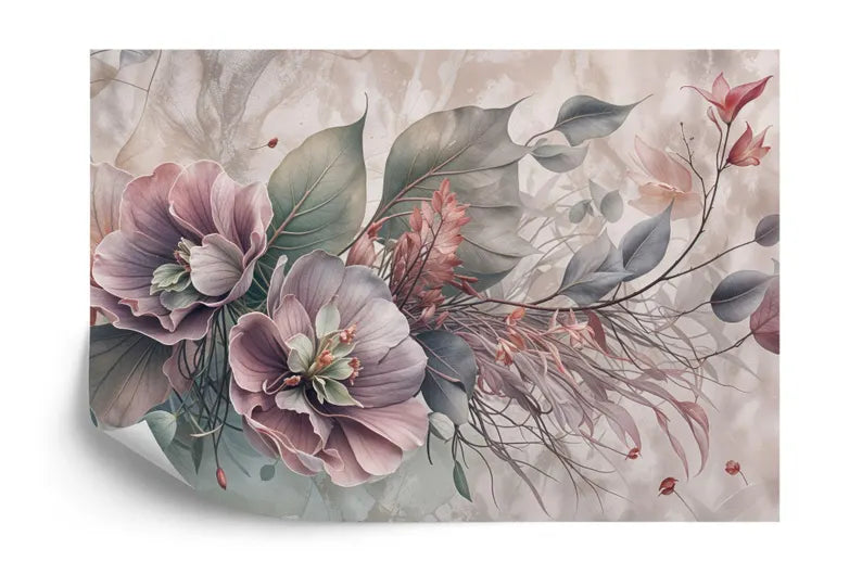Baroque Peonies Wall Mural, Rich Deep Colors Gift