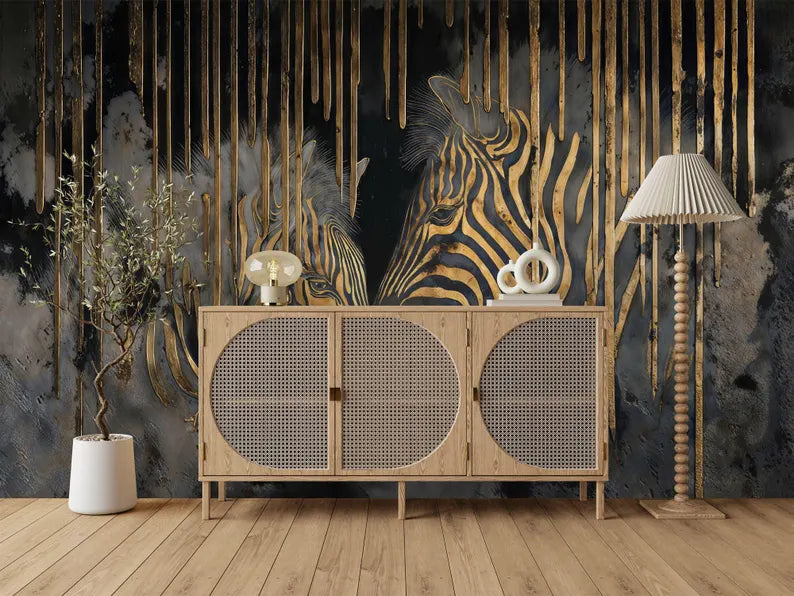 Abstract Zebra Wallpaper Mural, Modern Home Decor
