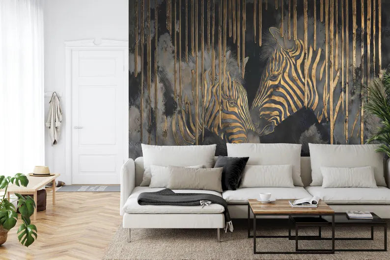 Abstract Zebra Wallpaper Mural, Modern Home Decor