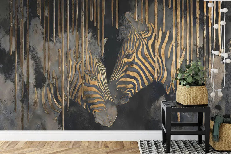 Abstract Zebra Wallpaper Mural, Modern Home Decor