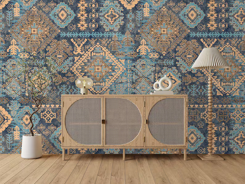 Moroccan Peel and Stick Wallpaper Mural, Ethnic Art Print
