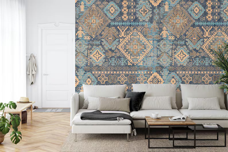 Moroccan Peel and Stick Wallpaper Mural, Ethnic Art Print