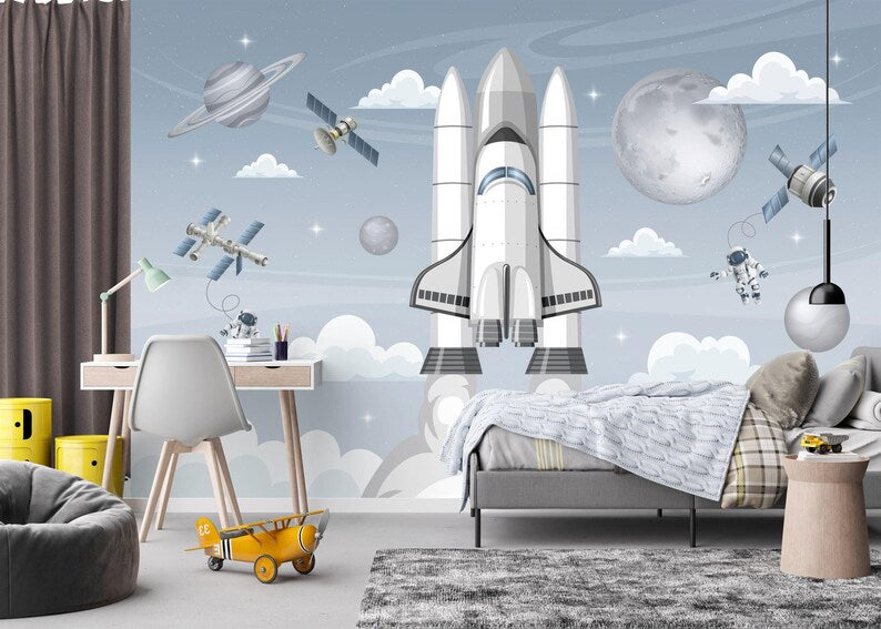 Watercolor Astronaut Space Wallpaper Mural