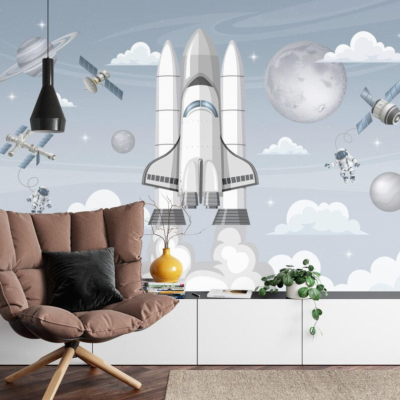 Watercolor Astronaut Space Wallpaper Mural
