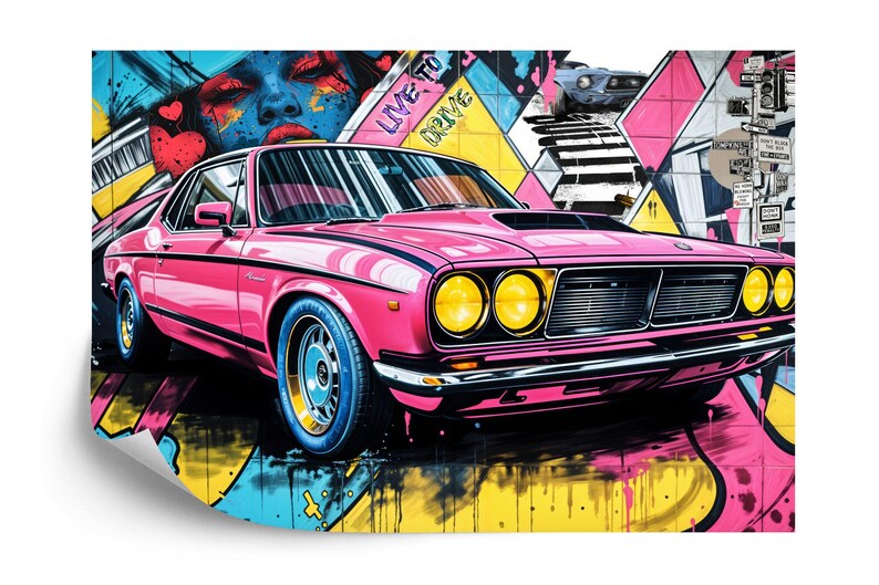 Speed Car Mural, Boys Room Decor Art Print