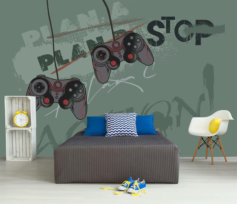 Gaming Room Wallpaper Mural, Art Print