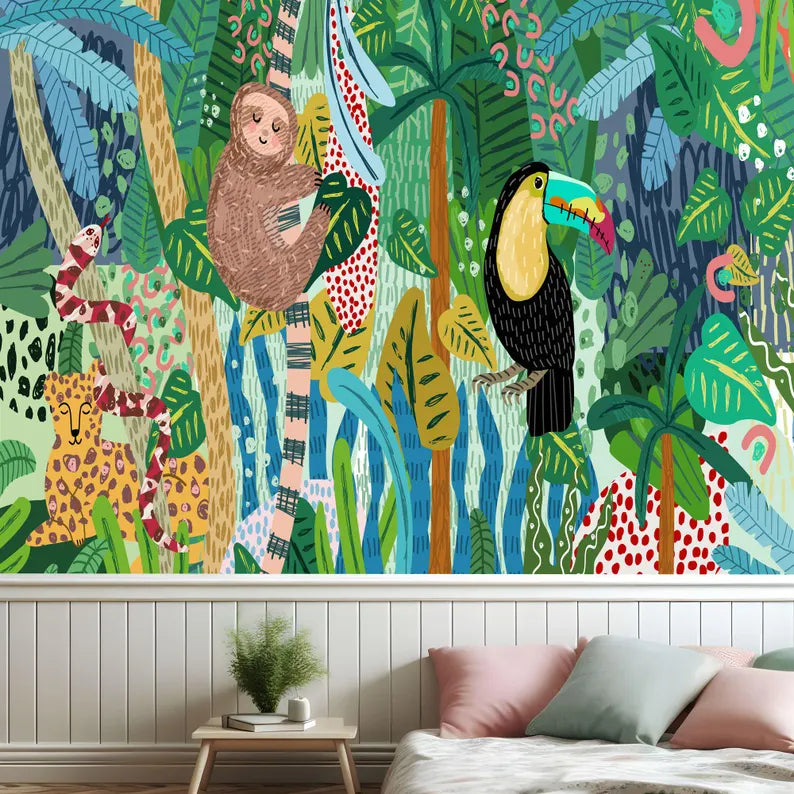 Toucan Jungle Nursery Wallpaper Mural Gift