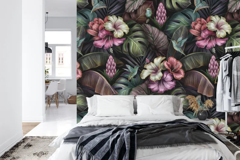 Tropical Hibiscus Flower Wallpaper Mural Art Print