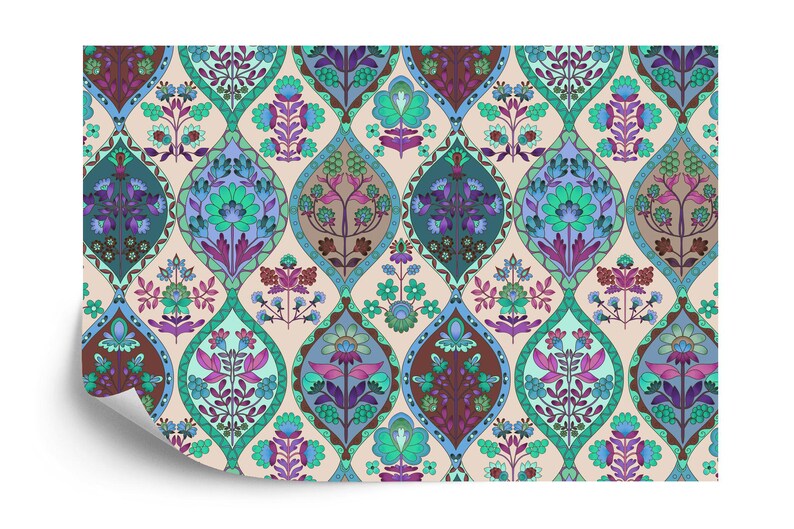 Floral Photomural Wallpaper: Vibrant Symmetrical