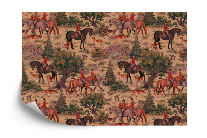 British Countryside Hunting Scene Wallpaper Mural