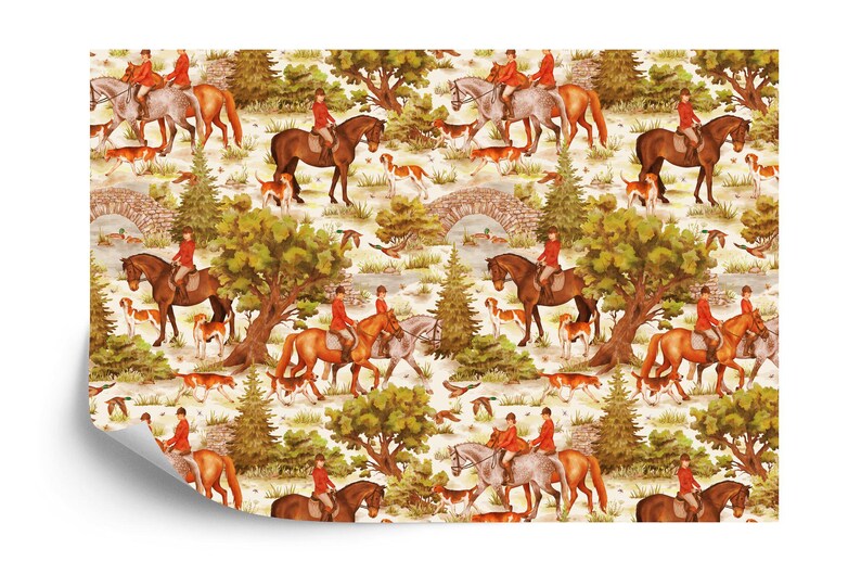 British Countryside Hunting Scene Wallpaper Mural