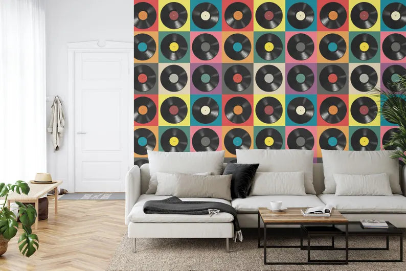 Colorful Vinyl Record Wallpaper Art Print