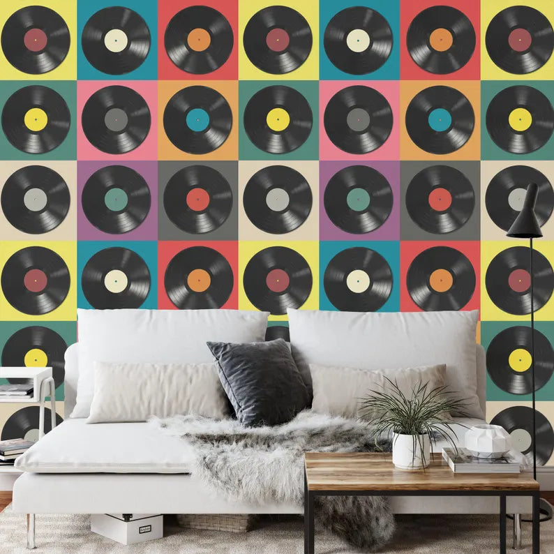 Colorful Vinyl Record Wallpaper Art Print