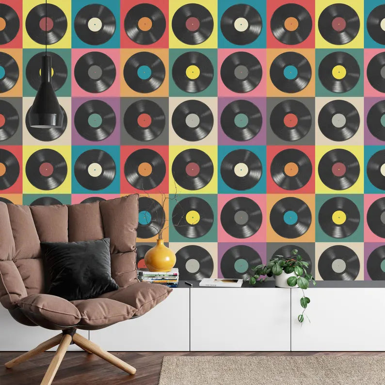 Colorful Vinyl Record Wallpaper Art Print